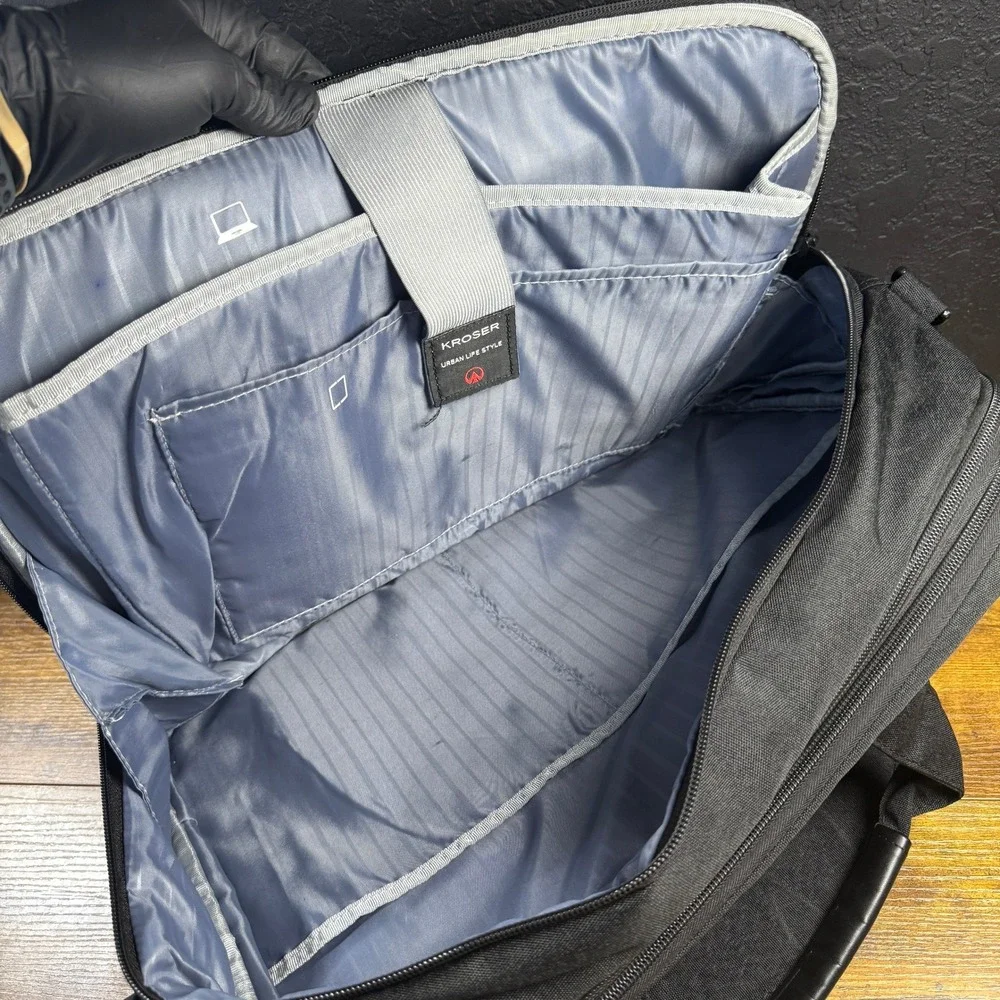 KROSER Laptop Briefcase Black Nylon Messenger Bag Mens Large 17.3 Inch